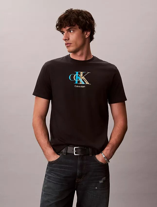 Tricou clasic cu grafică cu monogramă dublă Tricou clasic cu grafică cu monogramă dublă