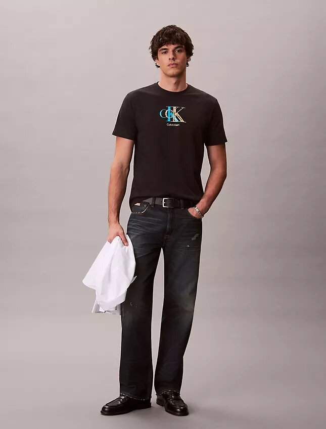 Tricou clasic cu grafică cu monogramă dublă Tricou clasic cu grafică cu monogramă dublă