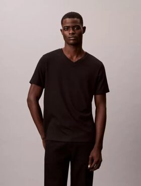 Tricou clasic cu guler în V Liquid Touch