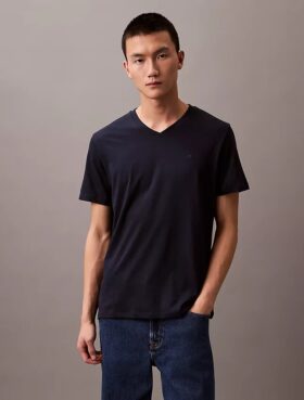 Tricou clasic cu guler în V Liquid Touch