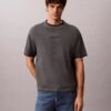 Tricou clasic cu guler rotund și logo decolorat