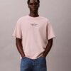 Tricou clasic cu guler rotund și logo decolorat Tricou clasic cu guler rotund și logo decolorat