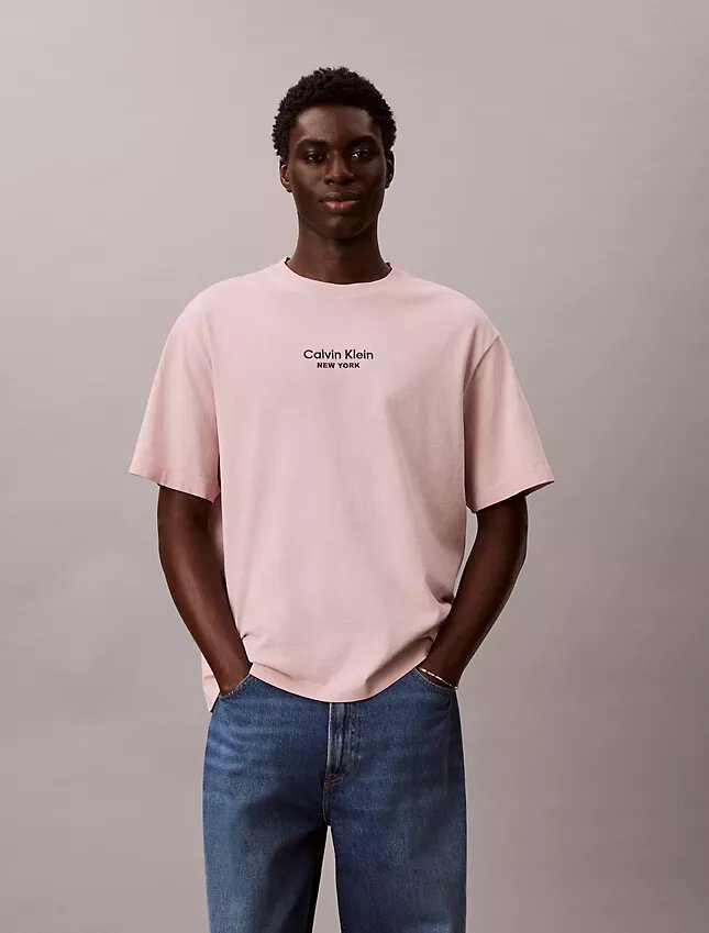 Tricou clasic cu guler rotund și logo decolorat Tricou clasic cu guler rotund și logo decolorat