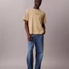 Tricou clasic cu guler rotund și logo decolorat Tricou clasic cu guler rotund și logo decolorat