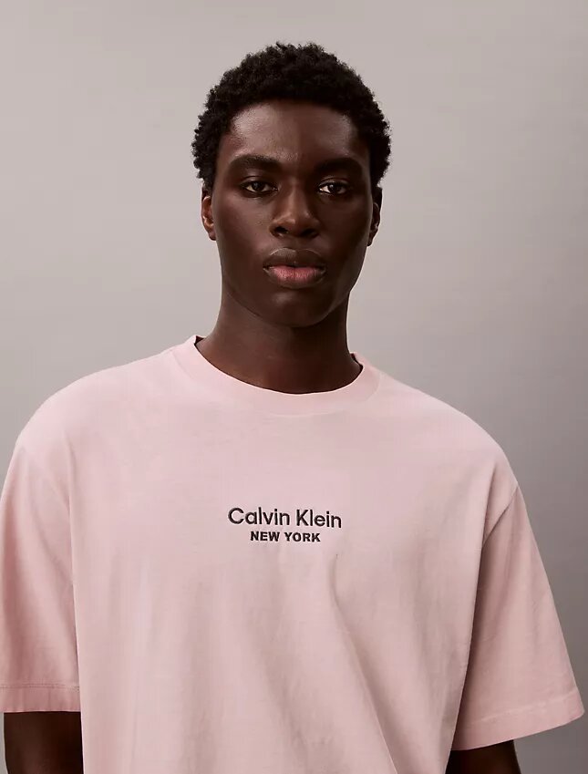 Tricou clasic cu guler rotund și logo decolorat Tricou clasic cu guler rotund și logo decolorat