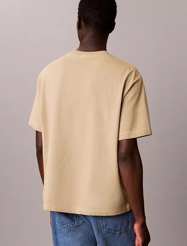 Tricou clasic cu guler rotund și logo decolorat Tricou clasic cu guler rotund și logo decolorat