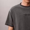 Tricou clasic cu guler rotund și logo decolorat