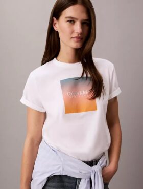 Tricou clasic cu imprimeu apus de soare