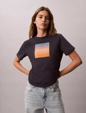 Tricou clasic cu imprimeu apus de soare