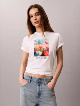 Tricou clasic cu imprimeu floral