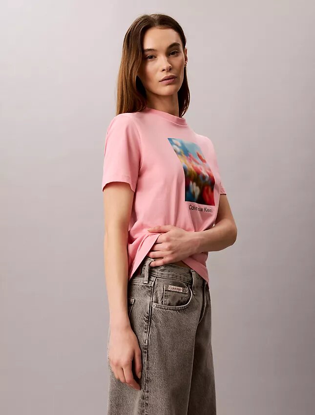 Tricou clasic cu imprimeu floral Tricou clasic cu imprimeu floral