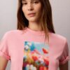 Tricou clasic cu imprimeu floral Tricou clasic cu imprimeu floral