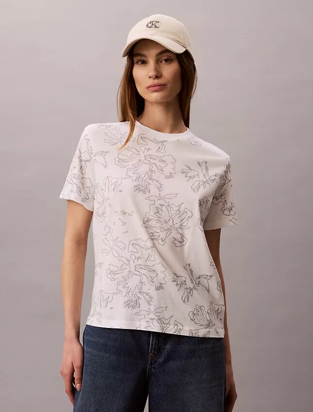 Tricou clasic cu imprimeu floral Tricou clasic cu imprimeu floral