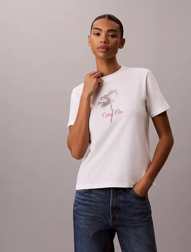 Tricou clasic cu imprimeu floral Tricou clasic cu imprimeu floral