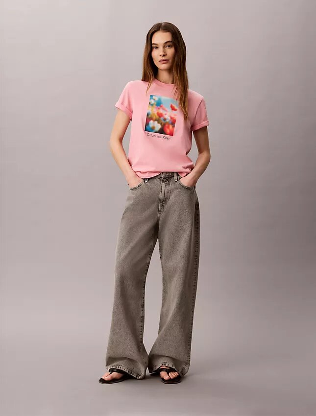 Tricou clasic cu imprimeu floral Tricou clasic cu imprimeu floral