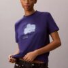 Tricou clasic cu imprimeu floral estompat Tricou clasic cu imprimeu floral estompat
