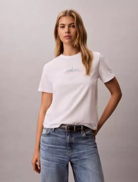 Tricou clasic cu imprimeu grafic cu logo suprapus