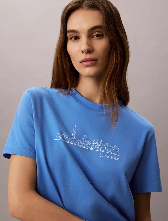 Tricou clasic cu imprimeu grafic New York Cityscape Tricou clasic cu imprimeu grafic New York Cityscape