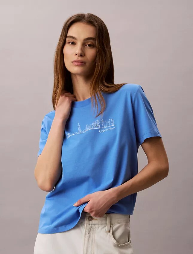 Tricou clasic cu imprimeu grafic New York Cityscape Tricou clasic cu imprimeu grafic New York Cityscape