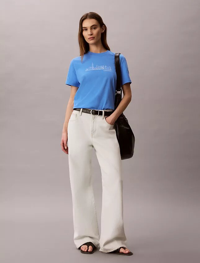 Tricou clasic cu imprimeu grafic New York Cityscape Tricou clasic cu imprimeu grafic New York Cityscape