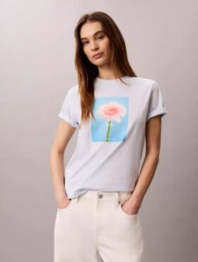 Tricou clasic cu imprimeu margaretă
