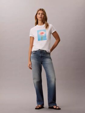 Tricou clasic cu imprimeu margaretă