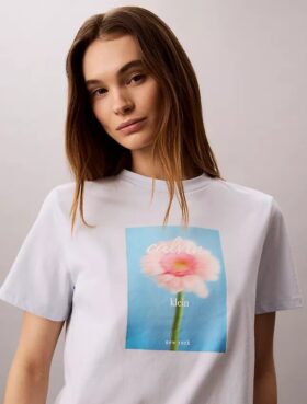 Tricou clasic cu imprimeu margaretă