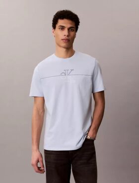 Tricou clasic cu imprimeu Monogram Line