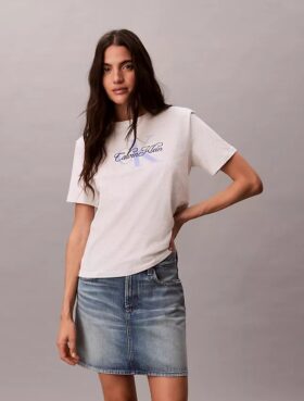 Tricou clasic cu imprimeu Script Monologo