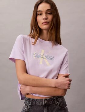 Tricou clasic cu imprimeu Script Monologo