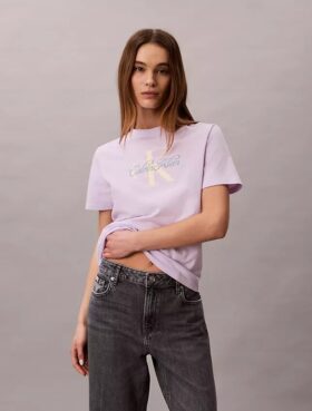 Tricou clasic cu imprimeu Script Monologo