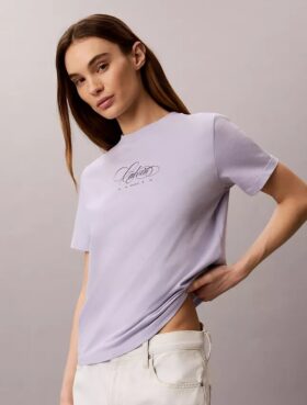 Tricou clasic cu logo Calvin Script
