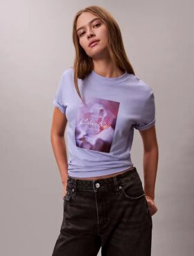 Tricou clasic cu logo floral