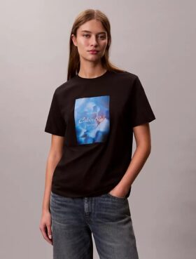 Tricou clasic cu logo floral