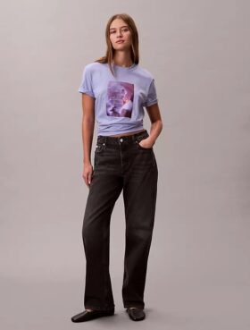 Tricou clasic cu logo floral