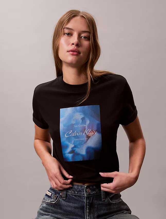 Tricou clasic cu logo floral Tricou clasic cu logo floral