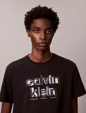 Tricou clasic cu logo grafic în umbră