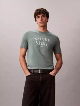 Tricou clasic cu logo grafic în umbră
