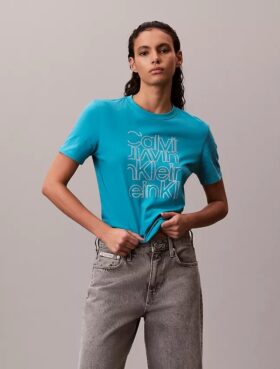 Tricou clasic cu logo grafic strălucitor