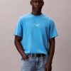 Tricou clasic cu logo imprimat și spălare acidă Tricou clasic cu logo imprimat și spălare acidă