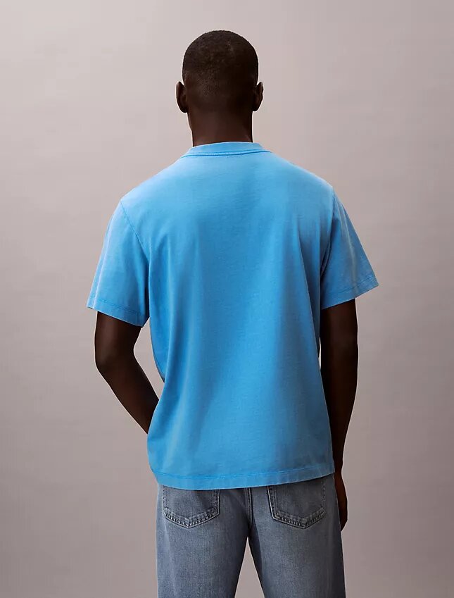 Tricou clasic cu logo imprimat și spălare acidă Tricou clasic cu logo imprimat și spălare acidă