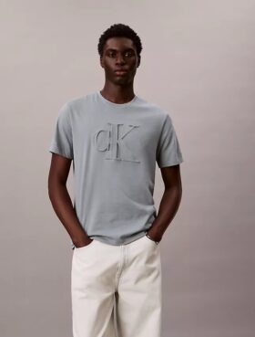 Tricou clasic cu Monogram în relief