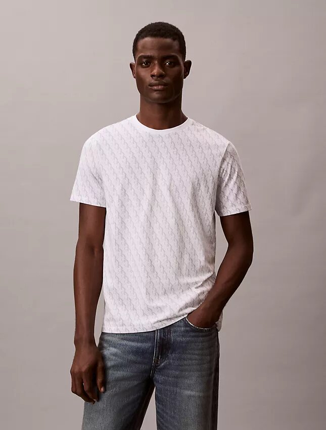 Tricou clasic cu Monogram pe toată suprafața, din bumbac Liquid Touch Tricou clasic cu Monogram pe toată suprafața, din bumbac Liquid Touch