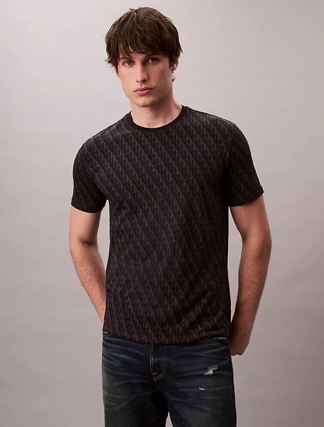 Tricou clasic cu Monogram pe toată suprafața, din bumbac Liquid Touch Tricou clasic cu Monogram pe toată suprafața, din bumbac Liquid Touch
