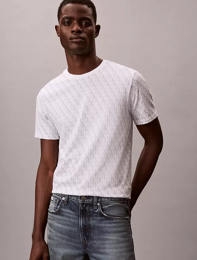 Tricou clasic cu Monogram pe toată suprafața, din bumbac Liquid Touch Tricou clasic cu Monogram pe toată suprafața, din bumbac Liquid Touch