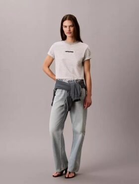 Tricou cu dungi și logo Ck