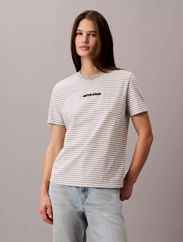 Tricou cu dungi și logo Ck Tricou cu dungi și logo Ck