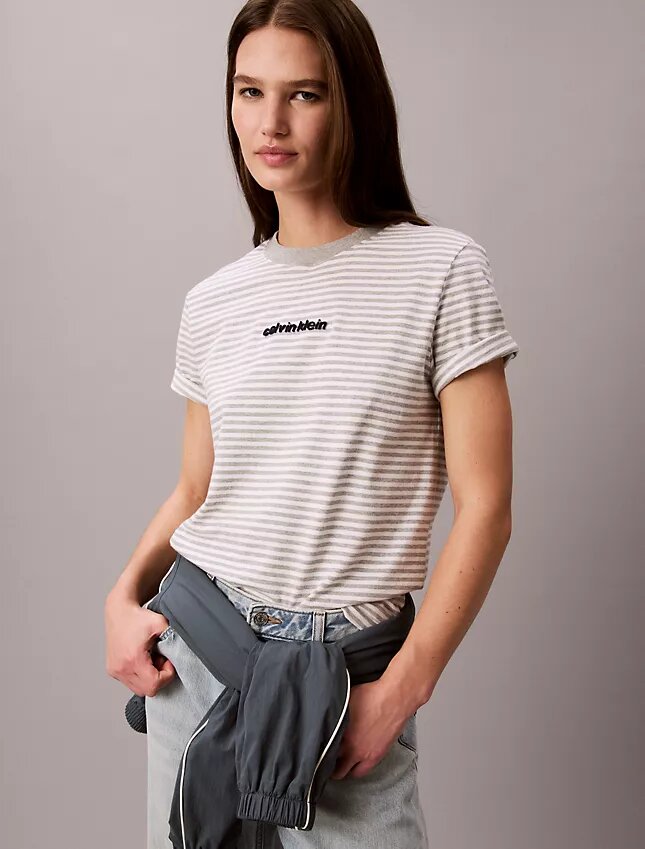 Tricou cu dungi și logo Ck Tricou cu dungi și logo Ck