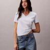 Tricou cu guler în V și Monogram
