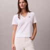 Tricou cu guler în V și Monogram
